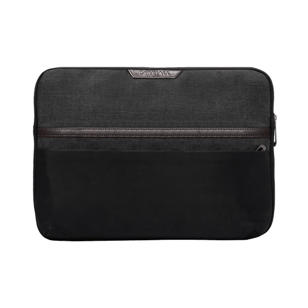 Carriall Urbane Fabric, Polyester Laptop Sleeve for 13 Inch Laptop (Water Resistant, Black/Grey)_1