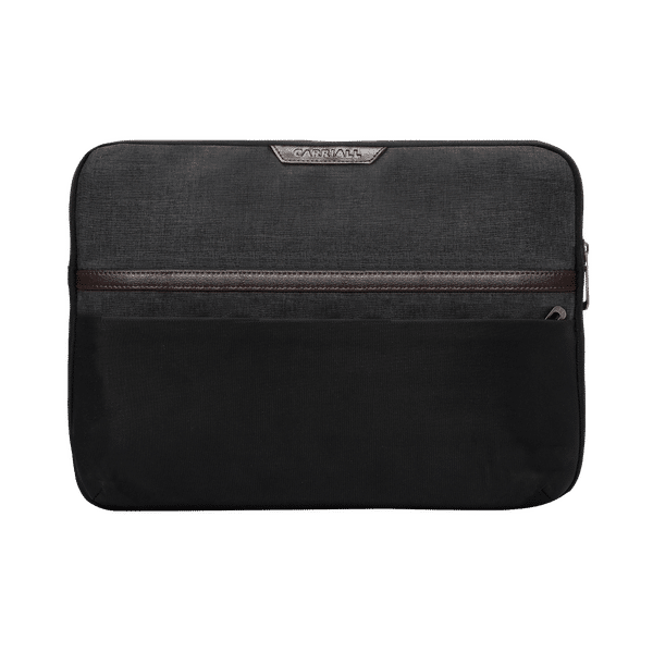 Carriall Urbane Fabric, Polyester Laptop Sleeve for 15 Inch Laptop (Water Resistant, Black/Grey)_1