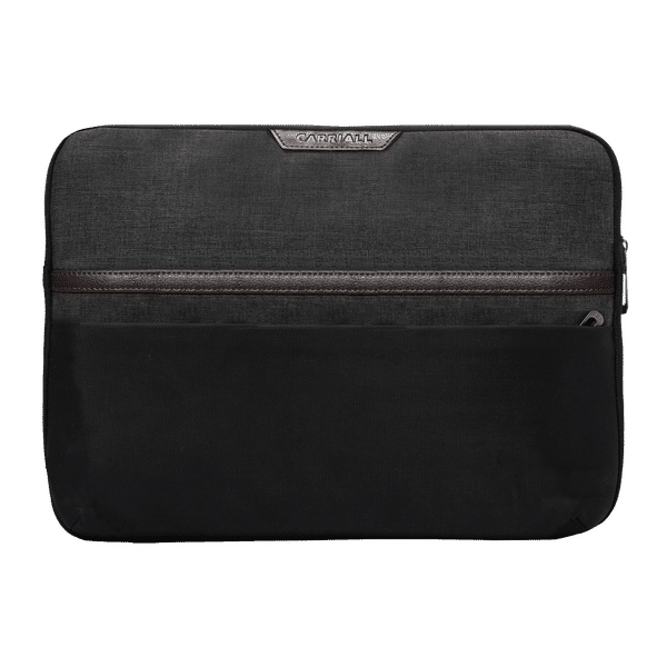 Carriall Urbane Fabric, Polyester Laptop Sleeve for 15 Inch Laptop (2 L, Water Resistant, Black/Grey)_1