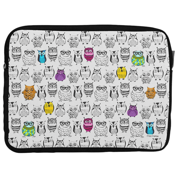 macmerise Owl Art Neoprene Laptop Sleeve for 13 Inch Laptop (Water Resistant, Multi Color)_1