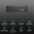 logitech MX Keys Rechargeable Bluetooth Wireless Keyboard with Multi Device Connectivity (Tactile Responsive Typing, Black)_2