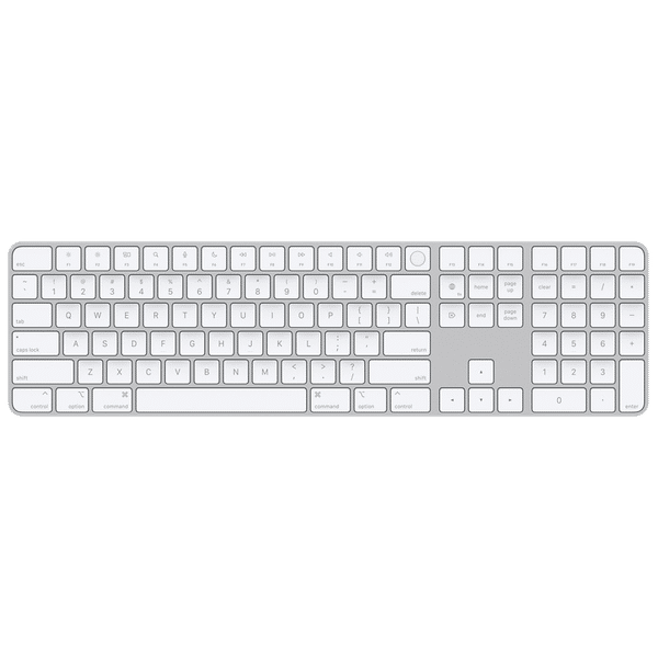 Apple Magic Rechargeable Bluetooth Wireless Keyboard with Number Pad (Touch ID, White)_1