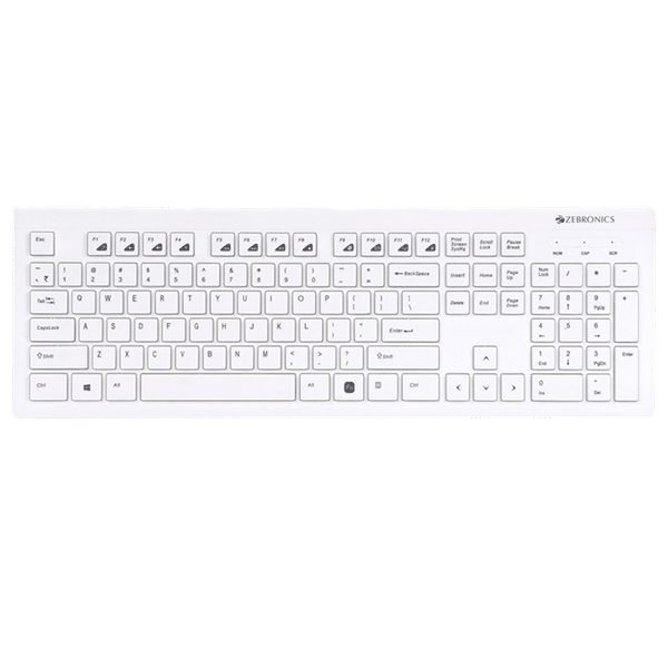 ZEBRONICS ZEB-DLK01 Wired Keyboard with Number Pad (UV Coated Keys, White)_1