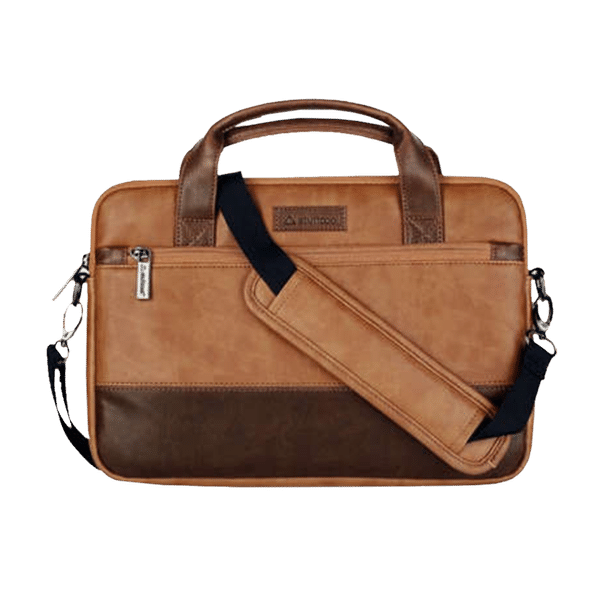 stuffcool Lush Faux Leather Laptop Sling Bag for 14 Inch Laptop (Detachable & Adjustable Shoulder Strap, Brown)_1