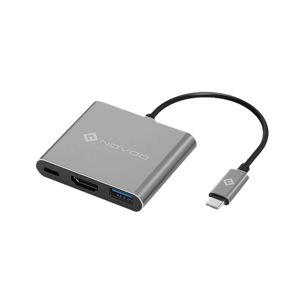 NOVOO 3-in-1 USB 3.0 Type C to USB 3.0 Type C, USB 3.0 Type A, HDMI Type A USB Hub (Supports 4K Resolution, Dark Grey)_1