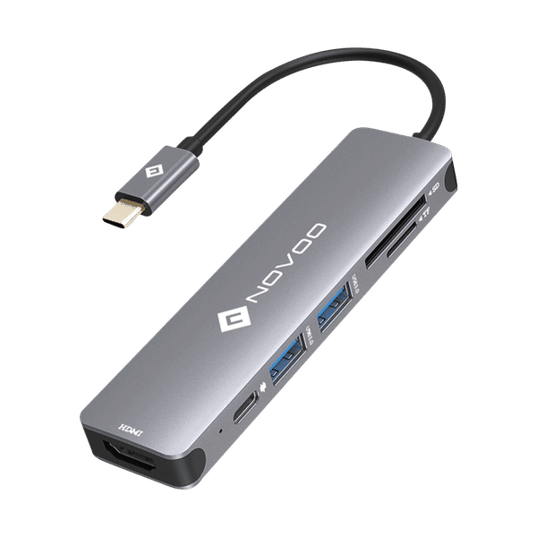 NOVOO 6-in-1 USB 3.0 Type C to USB 3.0 Type A, HDMI, SD Card Slot, TF Card, USB Type C USB Hub (Broad Compatibility, Dark Grey)_1