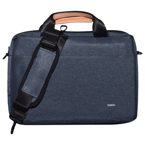 GRIPP Canvas Fabric, Polyurethane Laptop Sling Bag for 13.3 & 14 Inch Laptop (Water Repellent, Black)_1