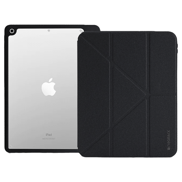 neopack Alpha Flip Case for Apple iPad 10.2 Inch with Pencil Holder (All Gen) (Transparent Back Shell Design, Black)_1