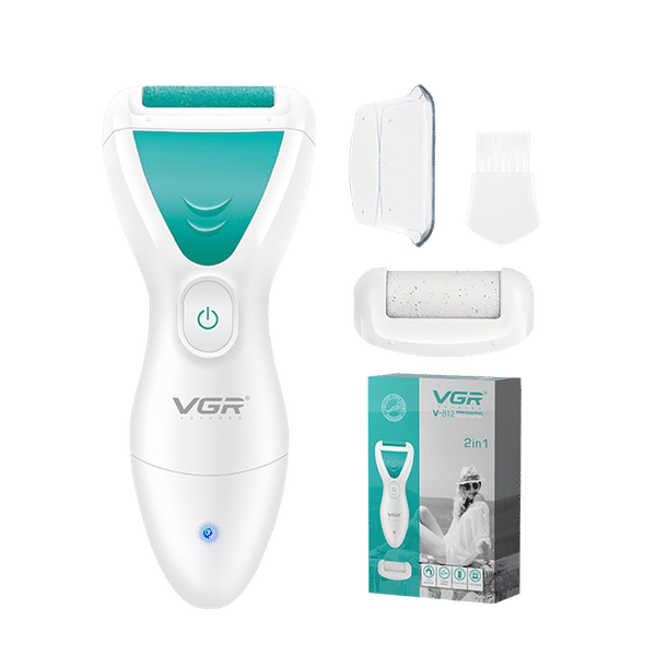 VGR V-812 Rechargeable Cordless Callus Remover for Feet with 2 Replaceable Heads (Waterproof Body, White)_1