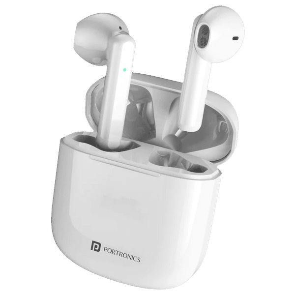 PORTRONICS Harmonics Twins 25 POR 1700 TWS Earbuds with Environmental Noise Cancellation (IP54 Water Resistant, Fast Charging, White)_1