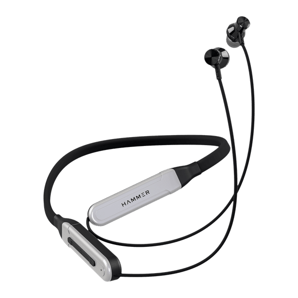 HAMMER S Neckband (IPX4 Water Resistant, Upto 30 Hours Playback, Silver)_1