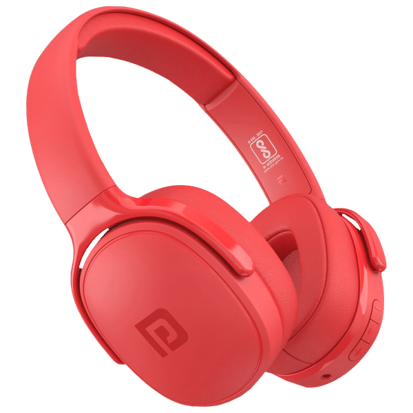 PORTRONICS Muffs A POR-1509 Bluetooth Headset with Mic (Upto 30 Hours Playback, Over Ear, Red)_1