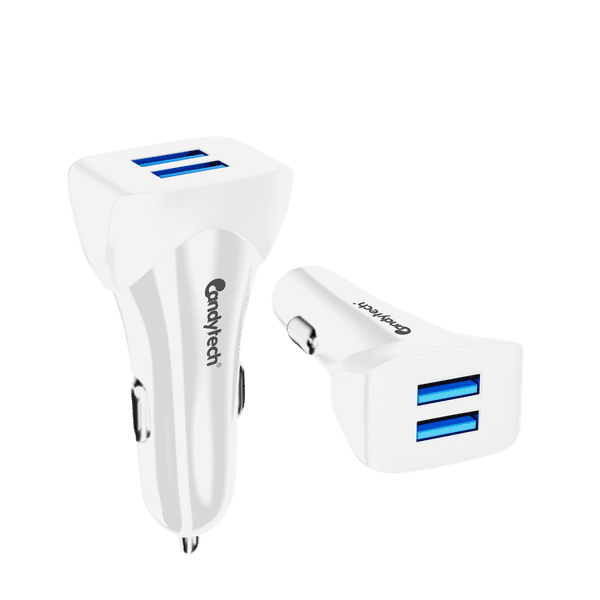Candytech 3 Ampere 2 USB Ports Car Charging Adapter (Super Fast Charging, CC-15, White)_1