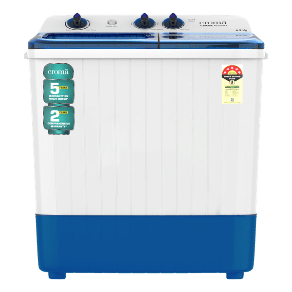 Croma 6.5 kg 5 Star Semi Automatic Washing Machine with Spiral Pulsator (CRLW065SMF202351, Blue)_1