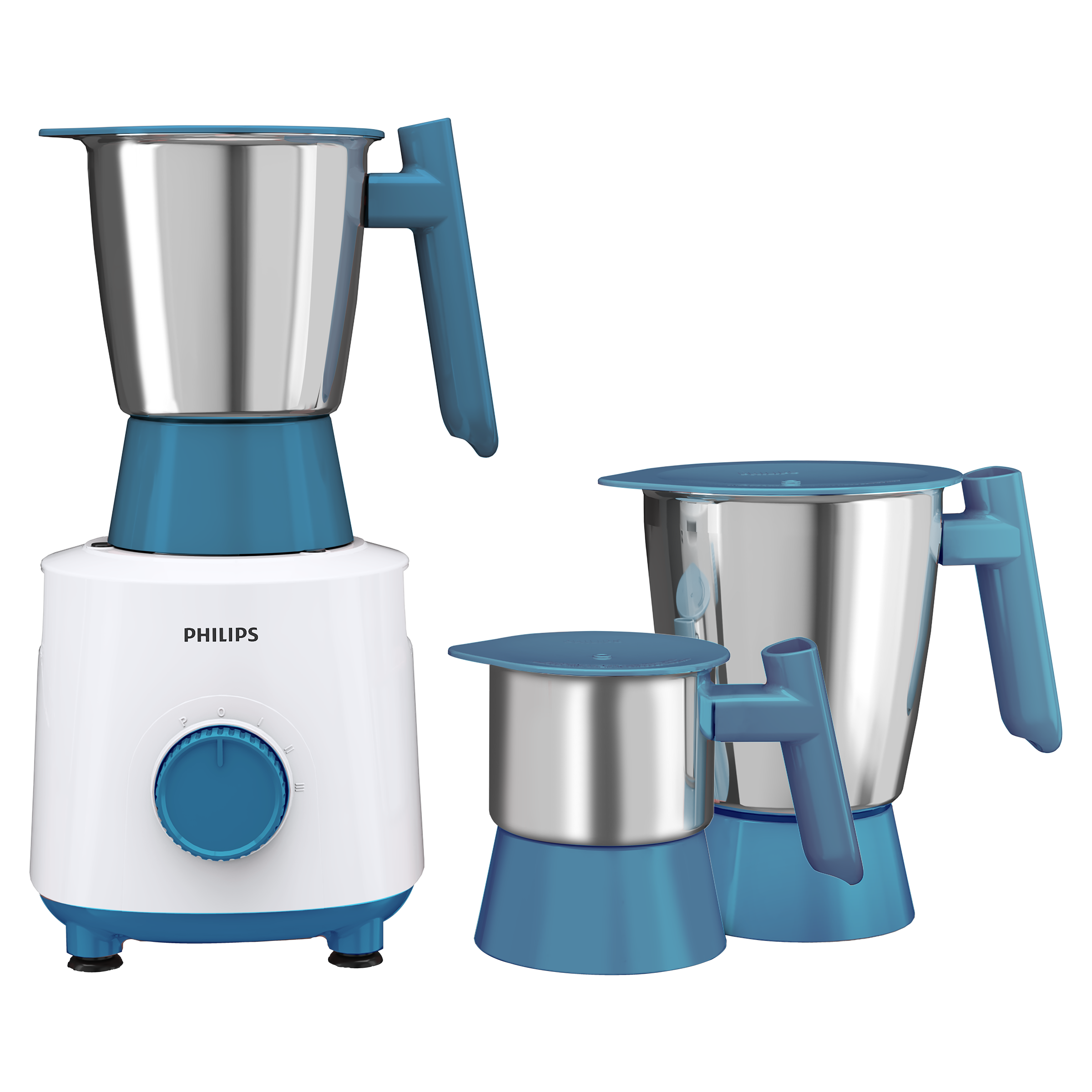 PHILIPS 500 Watt 3 Jars Mixer Grinder (Overload Protection, White/Blue)