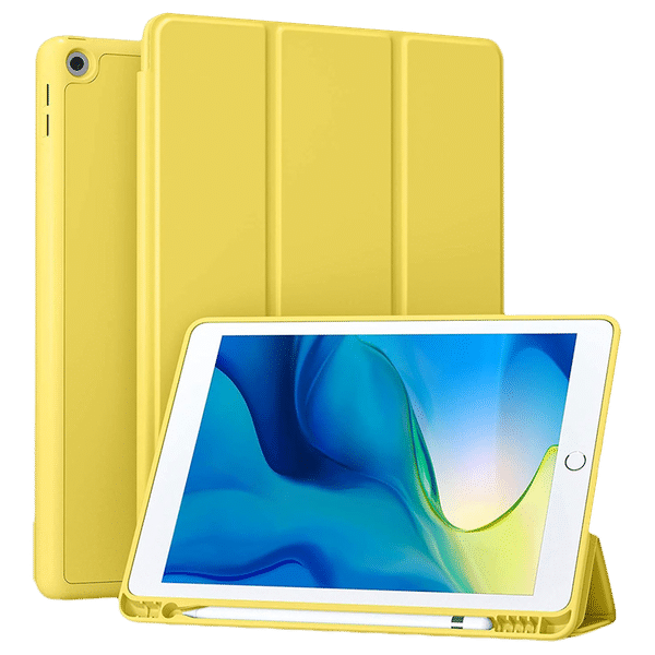Vaku Stallion Series Microfiber Flip Cover for Apple iPad 10.2 Inch (7th, 8th, 9th Gen) (Built-in Pencil Holder, Yellow)_1
