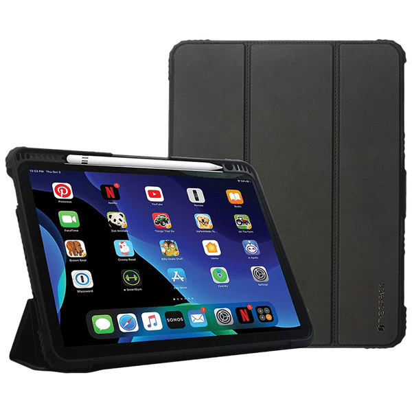 Neopack Defender Polycarbonate, TPU Flip Cover for Apple iPad Air, iPad Pro (2nd & 3rd Gen) (With Pencil Holder, Black)_1