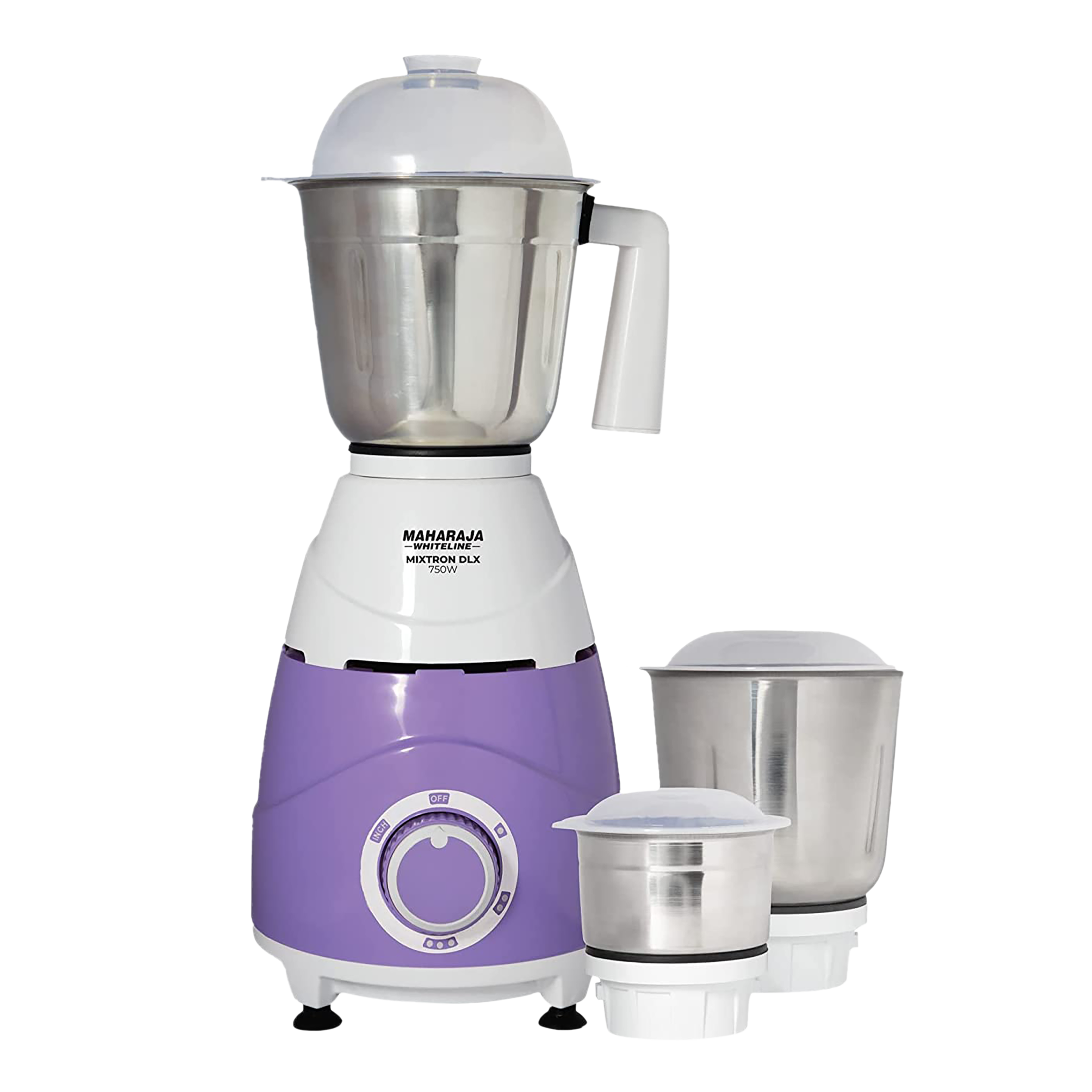 MAHARAJA WHITELINE Mixtron Dlx 750 Watt 3 Jars Mixer Grinder (20000 RPM, Unique Jar Flow Breaker, Lavender/White)