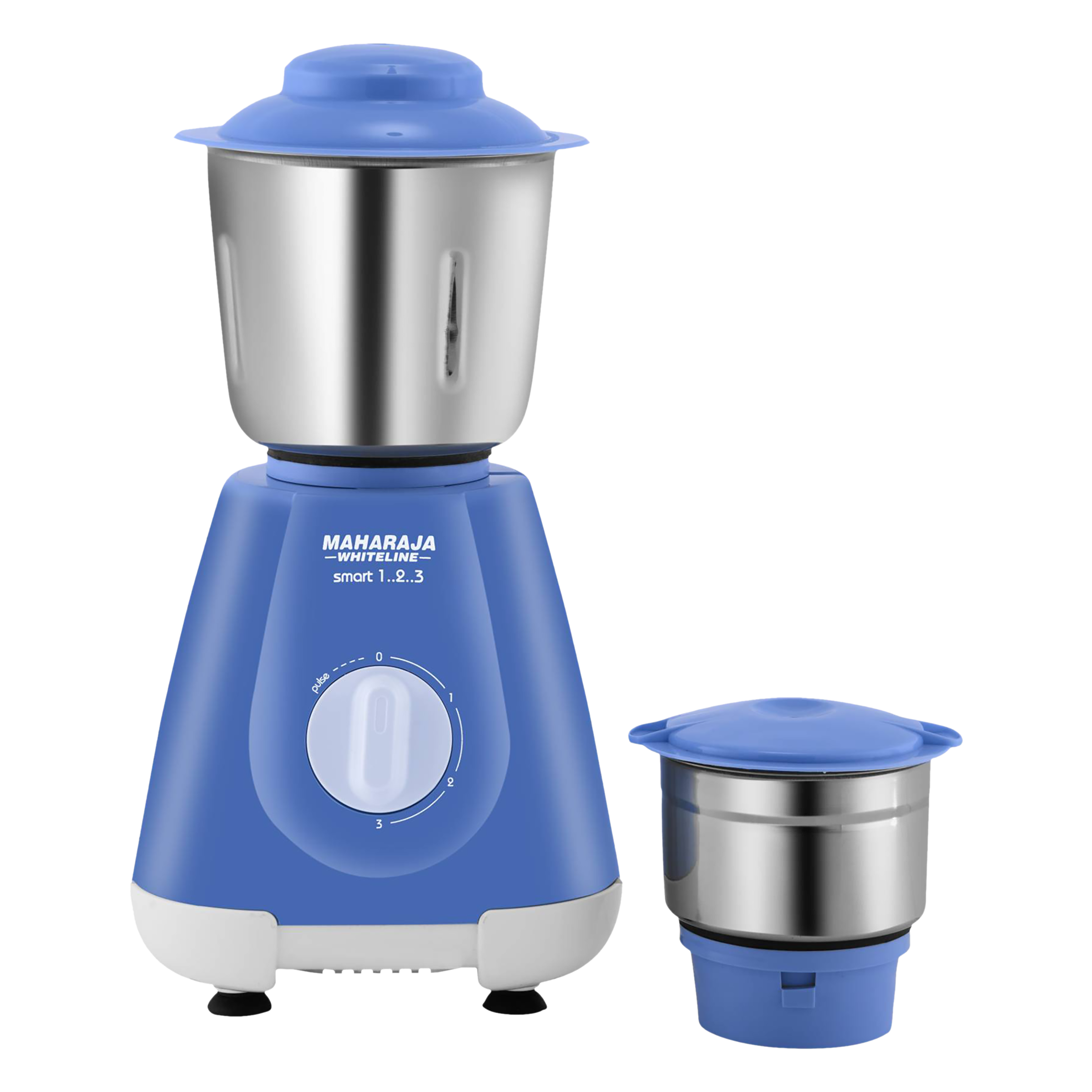 MAHARAJA WHITELINE Smart 1..2..3 MX-221 500 Watt 2 Jars Mixer Grinder (20000 RPM, 5-in-1 Blades, Blue/Silver)