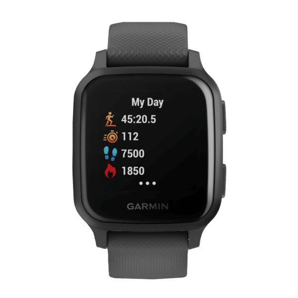 GARMIN Venu Sq Smartwatch with Activity Tracker (33.1mm with MIP Display, Water Resistant, Shadow Gray & Slate Strap)_1
