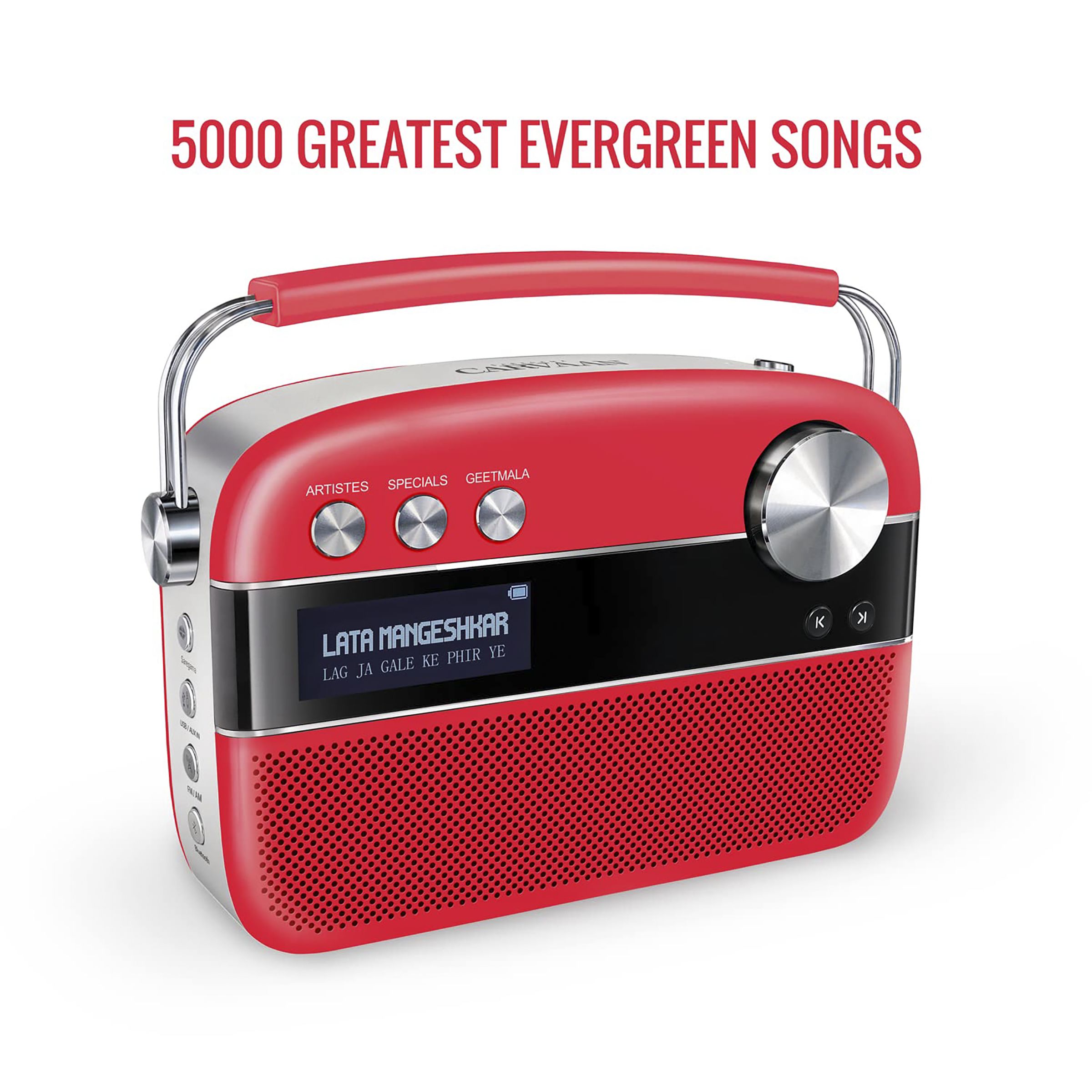 SAREGAMA Carvaan Premium Pop 6W Portable Speaker (Pre-loaded 5000 Evergreen Hindi Songs, 2.0Channel, SC230, Coral Pink)_13