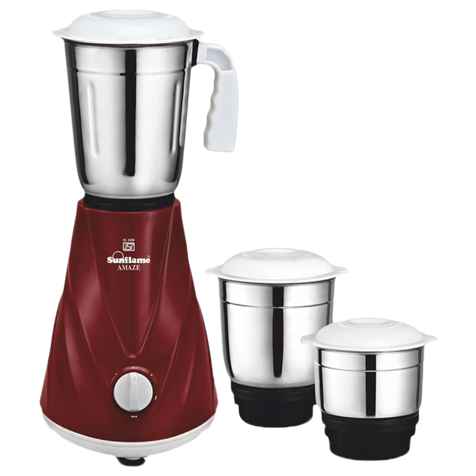 Sunflame Amaze DX 500 Watt 3 Jars Mixer Grinder (3 Speed Control with Incher, Maroon)