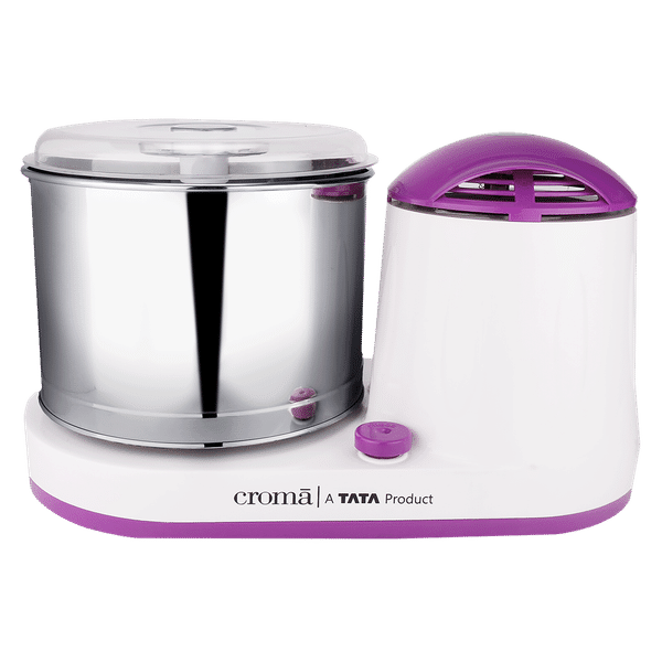 Croma 2 Litres 2 Stones Wet Grinder with Coconut Scrapper & Atta Kneader (In-Built Overload Protection, White/Purple)_1