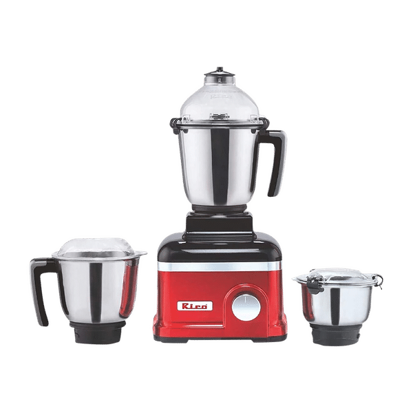 Rico 750 Watt 3 Jars Mixer Grinder (18000 RPM, 3 Speed Control with Whip Option, Red)_1