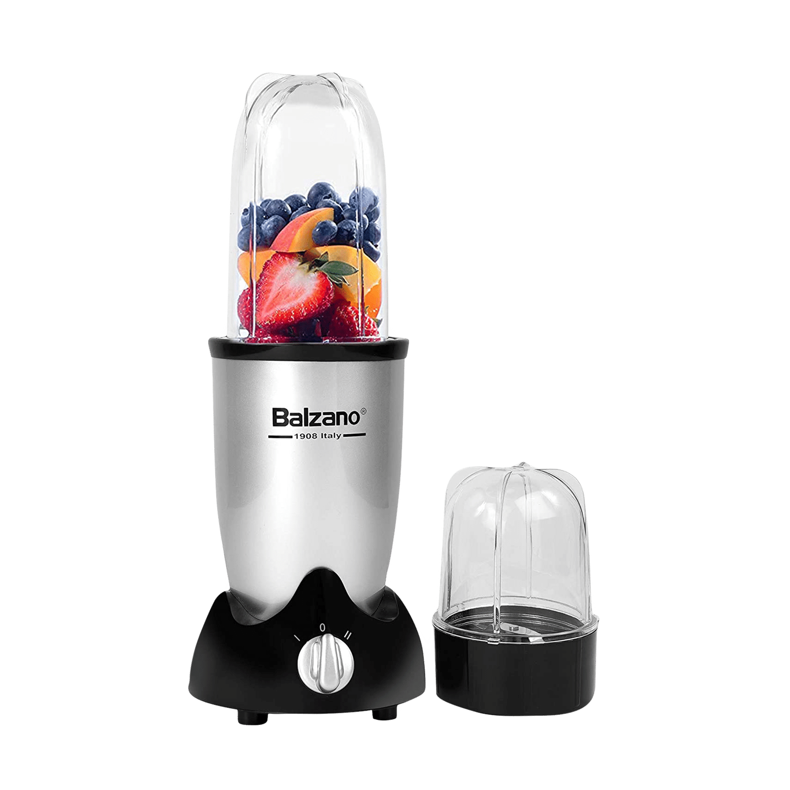 Balzano Nutri 500 Watt 2 Jars Blender (20000 RPM, Single Knob Operation, Silver)