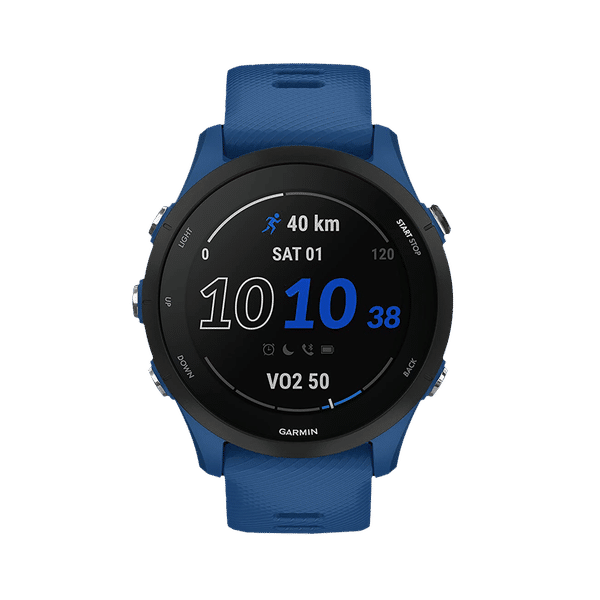 GARMIN Forerunner 255 Smartwatch with Activity Tracker (33mm Display, 5ATM Water Resistant, Tidal Blue Strap)_1