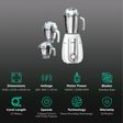 BOSCH TrueMixx Pro 1000 Watt 3 Jars Mixer Grinder (22000 RPM, Stone Pounding Technology, White)_2