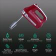 WONDERCHEF Crimson Edge 300 Watt 5 Speed Hand Mixer with 4 Attachments (Speed Adjustment, Red)_2