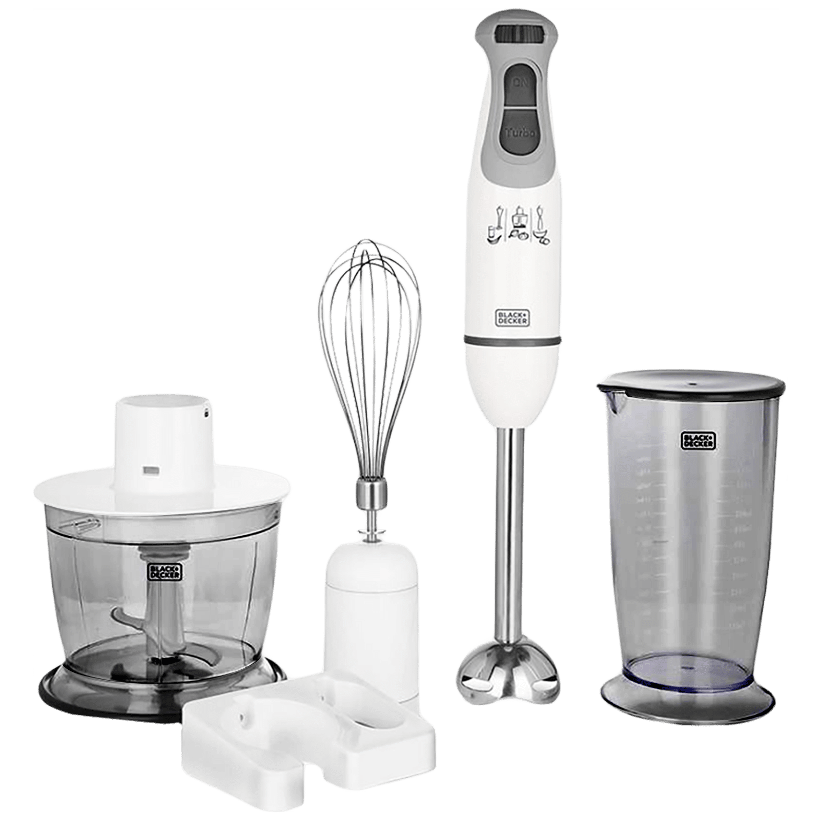 Black+Decker Bxbl6002in Hand Blender With Chopper, Whisk, Cup And Wall Rack  600w