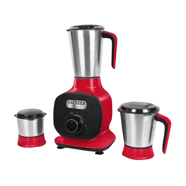 FABER Candy 800 Watt 3 Jars Mixer Grinder (22000 RPM, 8-in-1 Functions, Mystic Red)_1