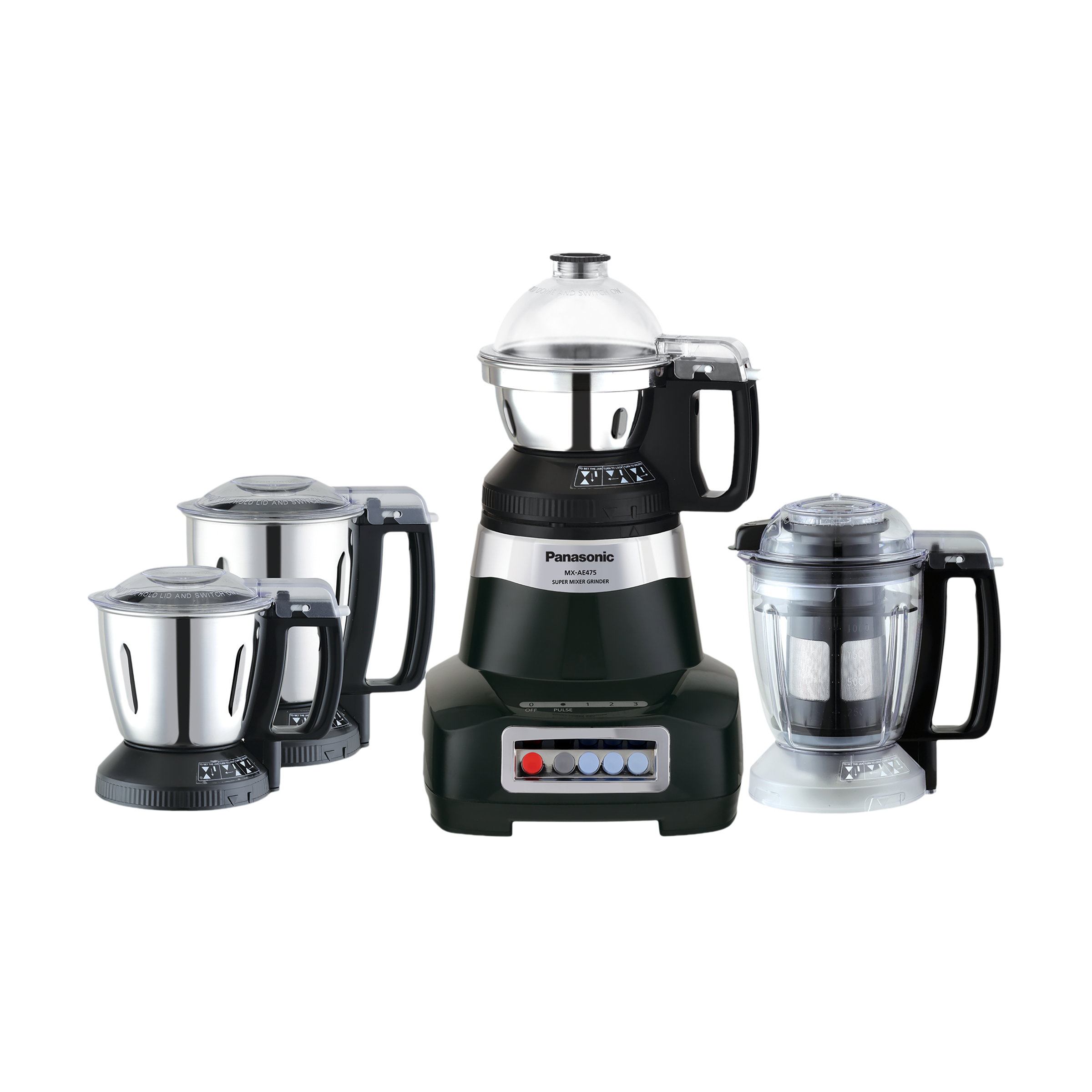 Panasonic 750 Watt 4 Jars Juicer Mixer Grinder (Double Safety Lock, Black)