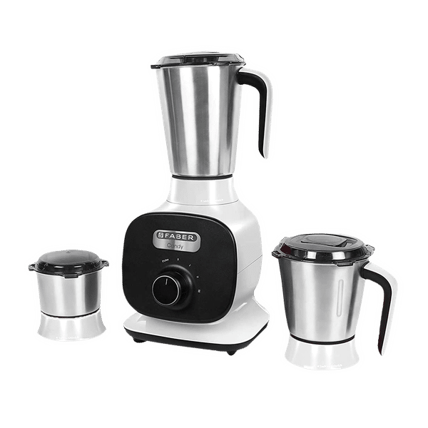 FABER Candy 800 Watt 3 Jars Mixer Grinder (22000 RPM, 8-in-1 Functions, Black/White)_1