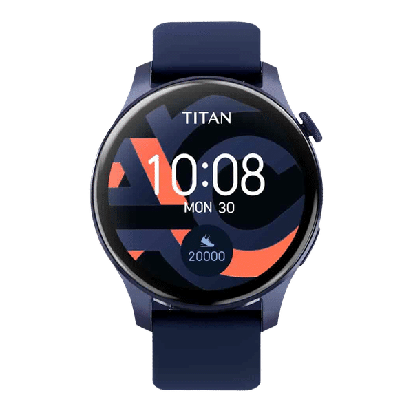 TITAN Talk Smartwatch with Bluetooth Calling (35.3mm AMOLED Display, IP68 Water Resistant, Blue Strap)_1