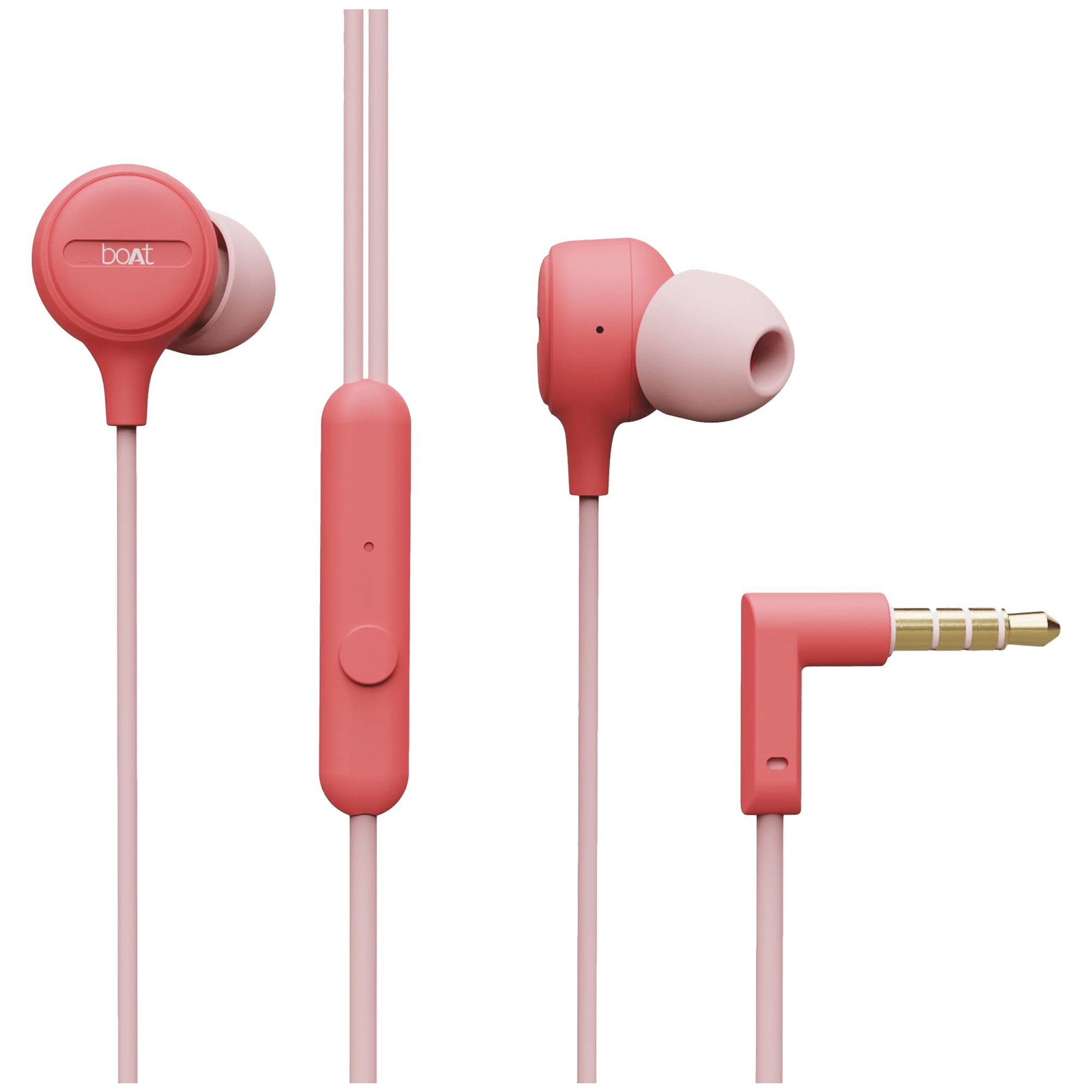 boAt Bassheads 103 Wired Earphone with Mic (In Ear, Mint Pink)