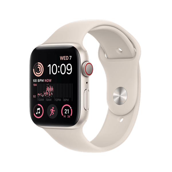 Apple Watch SE GPS + Cellular with Sports Band (44mm Retina LTPO OLED Display, Starlight Aluminium Case)_1
