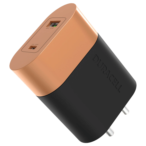 Duracell 36W Type A and Type C 2-Port Fast Charger (Adapter Only, Black)_1