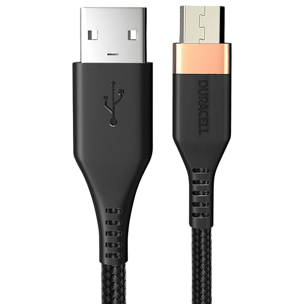 DURACELL Type A to Micro USB 3.9 Feet (1.2M) Cable (Tangle-free, Black)_1
