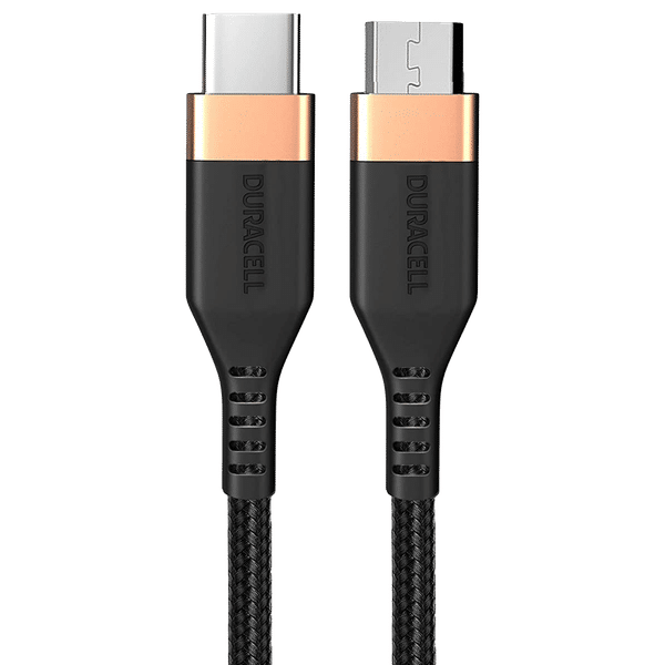 DURACELL Type C to Micro USB 3.9 Feet (1.2M) Cable (Tangle Free, Black)_1