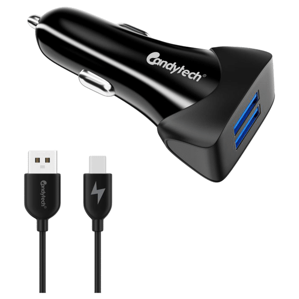 Candytech 3 Amp 2 USB Ports Car Charging Adapter (Fast Charging Capability, CC-15, Black)_1
