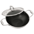 AUFLA NTHC 1.5L Non Stick Aluminium & Stainless Steel Kadhai with Glass Lid (Induction Compatible, Honeycomb Coating, Silver)_3