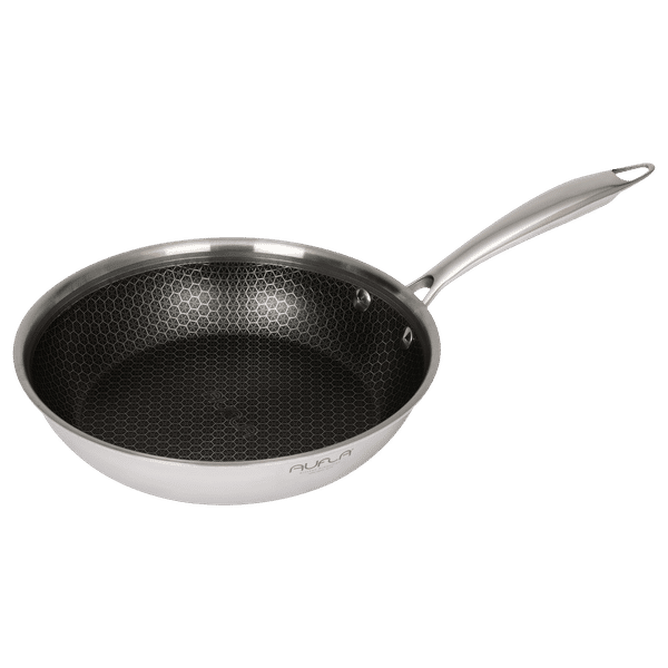 AUFLA NTHC 3L Non Stick Aluminium & Stainless Steel Fry Pan (Induction Compatible, Honeycomb Coating, Silver)_1
