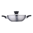 BERGNER Carbon TT 3.5L Non Stick Aluminium Kadhai with Tempered Glass Lid (Induction Compatible, Dishwasher Safe, Silver)_1