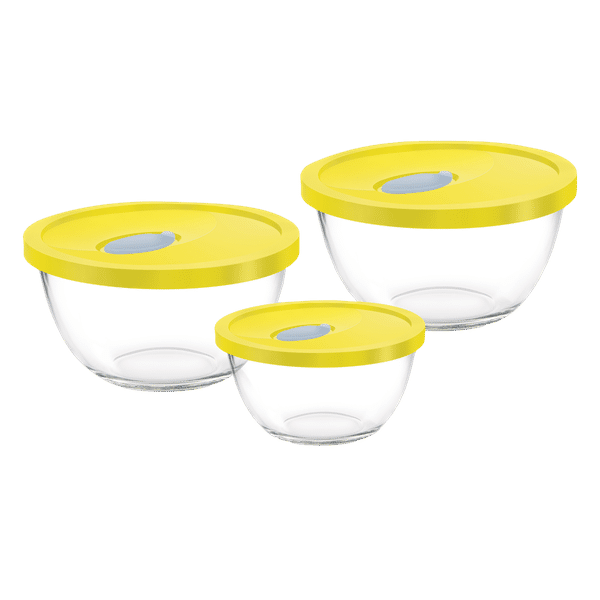 Treo 500ml, 1L & 1.5L Glass Mixing Bowl with Flexi Lid (Set of 3, BPA Free, Transparent)_1