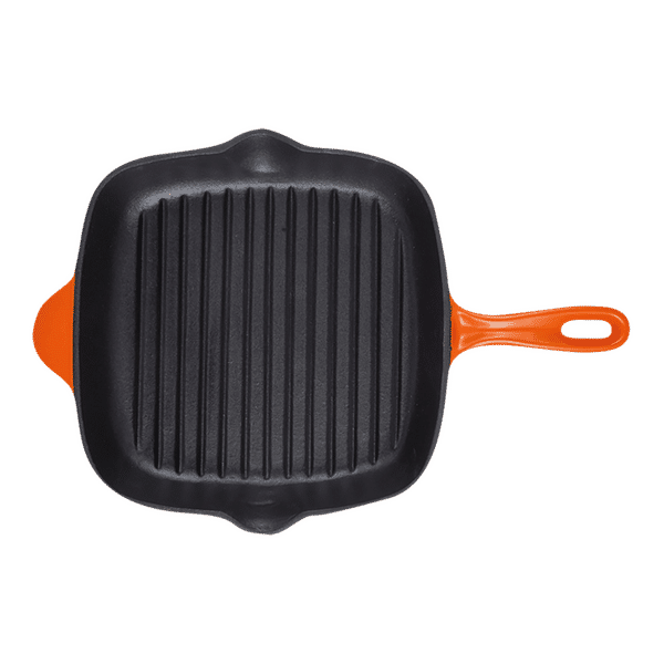 BERGNER Eros 1L Non Stick Cast Iron Grill Pan (Induction Compatible, Dishwasher Safe, Orange)_1