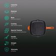 BERGNER Eros 1L Non Stick Cast Iron Grill Pan (Induction Compatible, Dishwasher Safe, Orange)_3