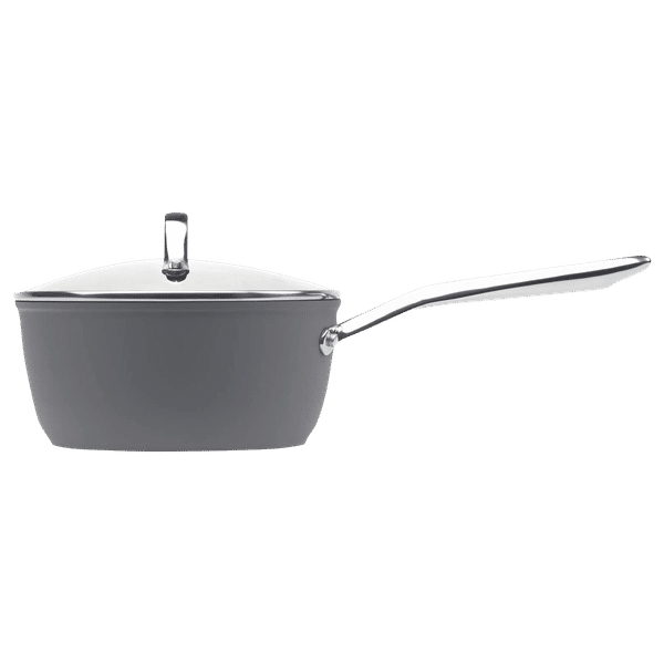sabichi Haden Perth 1L Non Stick Stainless Steel Sauce Pan with Glass Lid (Induction Compatible, Even Heat Distribution, Grey)_1